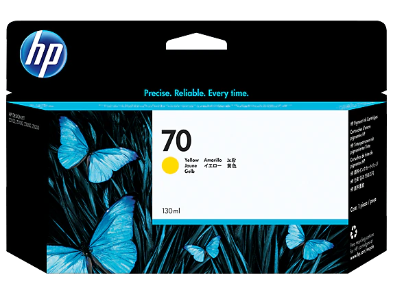 HP 70 130-ml Yellow DesignJet Ink Cartridge, C9454A