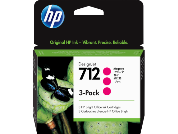 HP 712 Magenta DesignJet Ink Cartridge 3-Pack