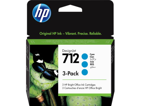 HP 712 Cyan DesignJet Ink Cartridge 3-Pack
