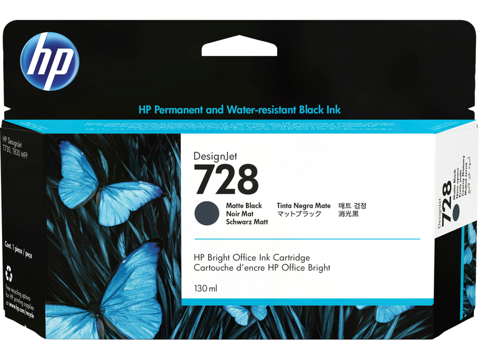 HP 728 130-ml Matte Black DesignJet Ink Cartridge