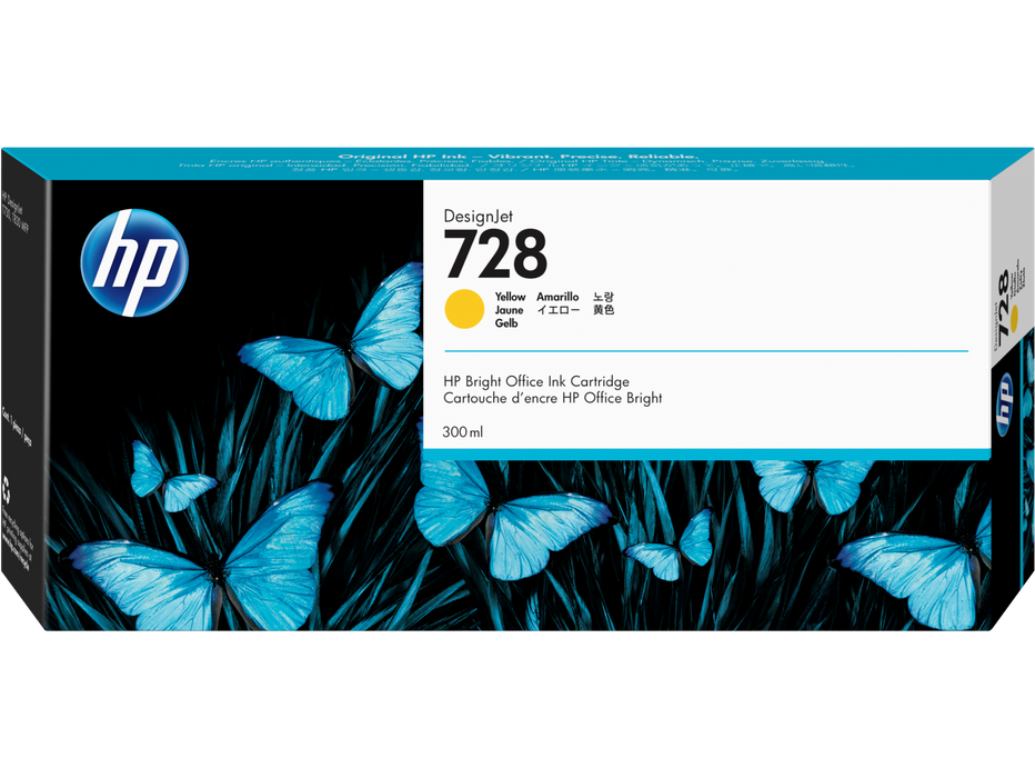 HP 728 300-ml Yellow DesignJet Ink Cartridge