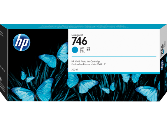 HP 746 300-ml Cyan DesignJet Ink Cartridge, P2V80A