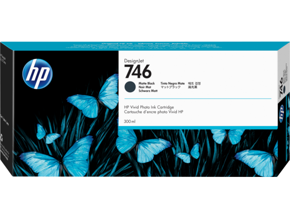 HP 746 300-ml Matte Black DesignJet Ink Cartridge, P2V83A