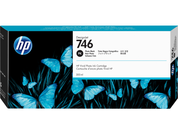 HP 746 300-ml Photo Black DesignJet Ink Cartridge, P2V82A