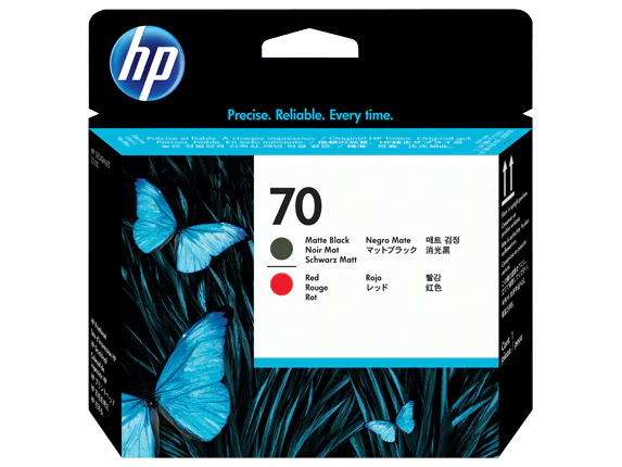 HP 70 Matte Black and Red DesignJet Printhead, C9409A