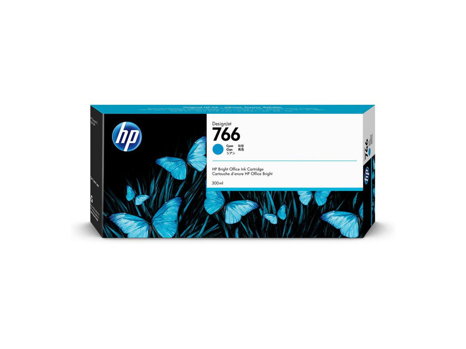 HP 766 300-ml Cyan DesignJet Ink Cartridge, P2V89A