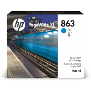 HP 863 500-ml PageWide XL Cyan High Capacity Ink Cartridge (Original)